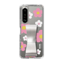 Slim Protection Case - STAND & RING RIBBON Silver［ Rune Naito - RUNE Flower - Pink ］