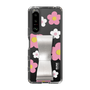 Slim Protection Case - STAND & RING RIBBON Silver［ Rune Naito - RUNE Flower - Pink ］