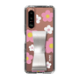 Slim Protection Case - STAND & RING RIBBON Silver［ Rune Naito - RUNE Flower - Pink ］
