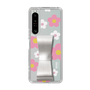 Slim Protection Case - STAND & RING RIBBON Silver［ Rune Naito - RUNE Flower - Pink ］