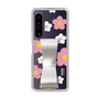 Slim Protection Case - STAND & RING RIBBON Silver［ Rune Naito - RUNE Flower - Pink ］