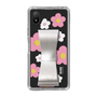 Slim Protection Case - STAND & RING RIBBON Silver［ Rune Naito - RUNE Flower - Pink ］