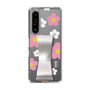 Slim Protection Case - STAND & RING RIBBON Silver［ Rune Naito - RUNE Flower - Pink ］