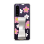Slim Protection Case - STAND & RING RIBBON Silver［ Rune Naito - RUNE Flower - Pink ］