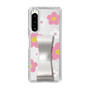 Slim Protection Case - STAND & RING RIBBON Silver［ Rune Naito - RUNE Flower - Pink ］