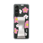 Slim Protection Case - STAND & RING RIBBON Silver［ Rune Naito - RUNE Flower - Pink ］