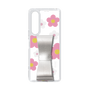 Slim Protection Case - STAND & RING RIBBON Silver［ Rune Naito - RUNE Flower - Pink ］