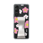 Slim Protection Case - STAND & RING RIBBON Silver［ Rune Naito - RUNE Flower - Pink ］