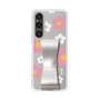 Slim Protection Case - STAND & RING RIBBON Silver［ Rune Naito - RUNE Flower - Pink ］