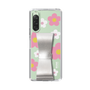 Slim Protection Case - STAND & RING RIBBON Silver［ Rune Naito - RUNE Flower - Pink ］