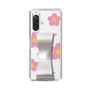 Slim Protection Case - STAND & RING RIBBON Silver［ Rune Naito - RUNE Flower - Pink ］