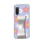 Slim Protection Case - STAND & RING RIBBON Silver［ Rune Naito - RUNE Flower - Pink ］