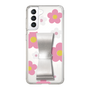 Slim Protection Case - STAND & RING RIBBON Silver［ Rune Naito - RUNE Flower - Pink ］
