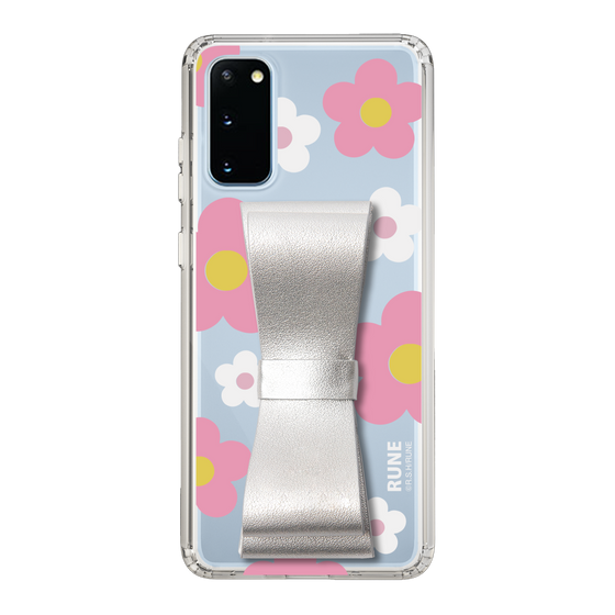 Slim Protection Case - STAND & RING RIBBON Silver［ Rune Naito - RUNE Flower - Pink ］