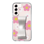 Slim Protection Case - STAND & RING RIBBON Silver［ Rune Naito - RUNE Flower - Pink ］