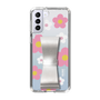 Slim Protection Case - STAND & RING RIBBON Silver［ Rune Naito - RUNE Flower - Pink ］