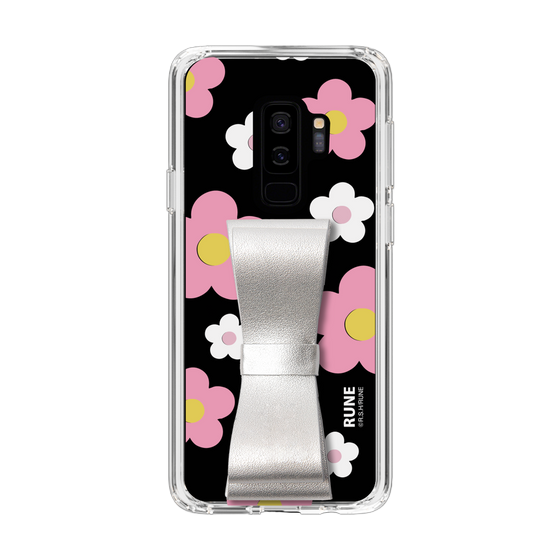 Slim Protection Case - STAND & RING RIBBON Silver［ Rune Naito - RUNE Flower - Pink ］