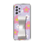 Slim Protection Case - STAND & RING RIBBON Silver［ Rune Naito - RUNE Flower - Pink ］