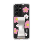 Slim Protection Case - STAND & RING RIBBON Silver［ Rune Naito - RUNE Flower - Pink ］