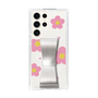 Slim Protection Case - STAND & RING RIBBON Silver［ Rune Naito - RUNE Flower - Pink ］