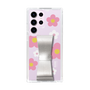 Slim Protection Case - STAND & RING RIBBON Silver［ Rune Naito - RUNE Flower - Pink ］