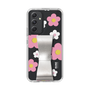 Slim Protection Case - STAND & RING RIBBON Silver［ Rune Naito - RUNE Flower - Pink ］