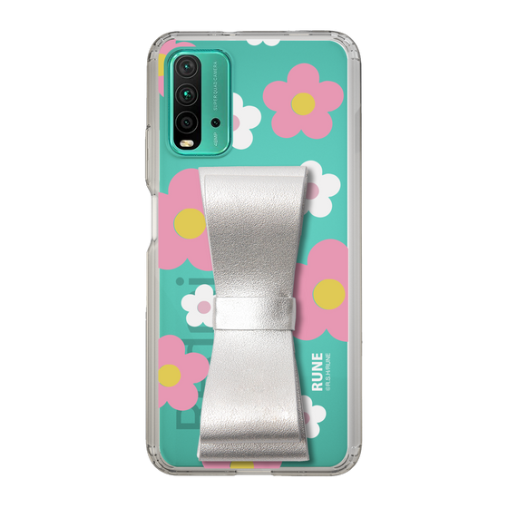 Slim Protection Case - STAND & RING RIBBON Silver［ Rune Naito - RUNE Flower - Pink ］