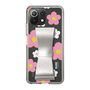Slim Protection Case - STAND & RING RIBBON Silver［ Rune Naito - RUNE Flower - Pink ］
