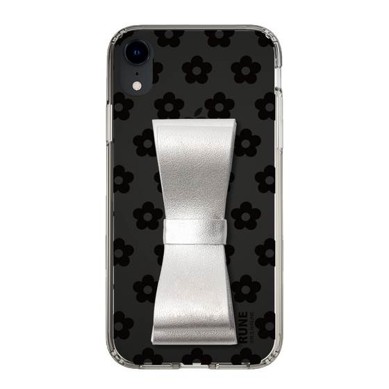 Slim Protection Case - STAND & RING RIBBON Silver［ Rune Naito - RUNE Flower - Black ］