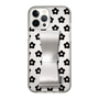 Slim Protection Case - STAND & RING RIBBON Silver［ Rune Naito - RUNE Flower - Black ］