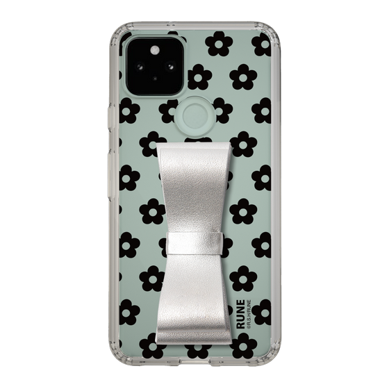 Slim Protection Case - STAND & RING RIBBON Silver［ Rune Naito - RUNE Flower - Black ］