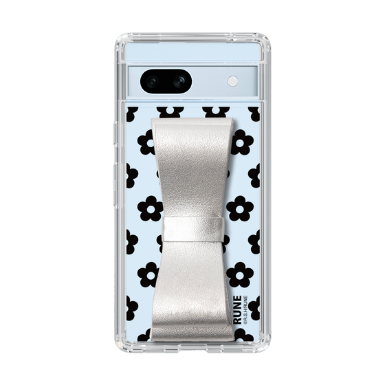 Slim Protection Case - STAND & RING RIBBON Silver［ Rune Naito - RUNE Flower - Black ］