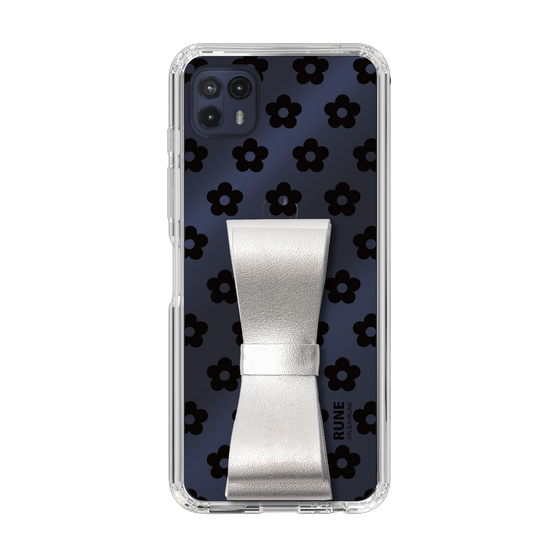 Slim Protection Case - STAND & RING RIBBON Silver［ Rune Naito - RUNE Flower - Black ］