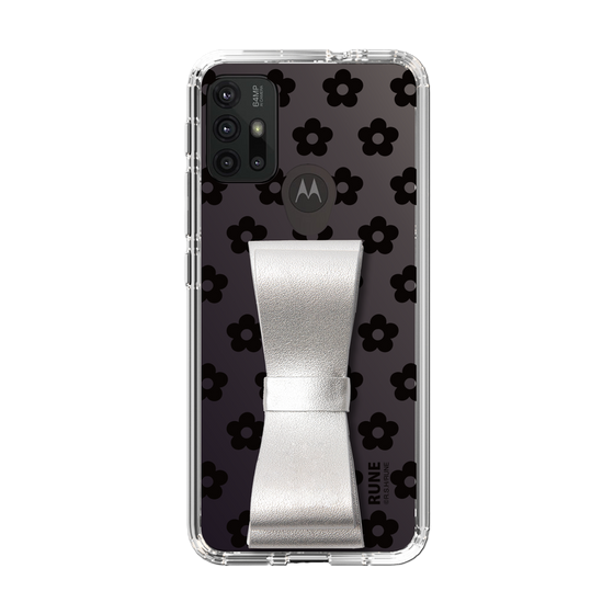 Slim Protection Case - STAND & RING RIBBON Silver［ Rune Naito - RUNE Flower - Black ］