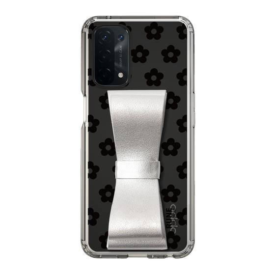 Slim Protection Case - STAND & RING RIBBON Silver［ Rune Naito - RUNE Flower - Black ］