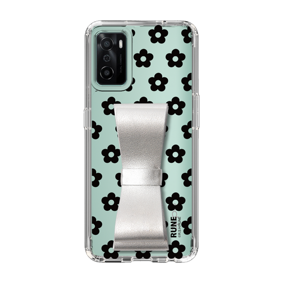 Slim Protection Case - STAND & RING RIBBON Silver［ Rune Naito - RUNE Flower - Black ］