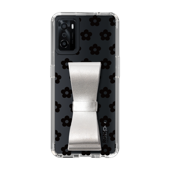Slim Protection Case - STAND & RING RIBBON Silver［ Rune Naito - RUNE Flower - Black ］