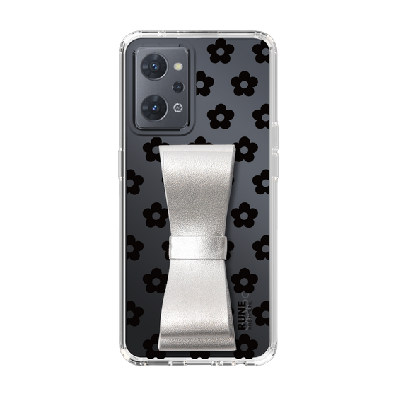 Slim Protection Case - STAND & RING RIBBON Silver［ Rune Naito - RUNE Flower - Black ］