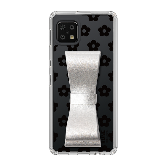 Slim Protection Case - STAND & RING RIBBON Silver［ Rune Naito - RUNE Flower - Black ］