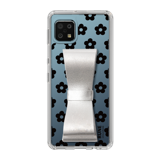 Slim Protection Case - STAND & RING RIBBON Silver［ Rune Naito - RUNE Flower - Black ］