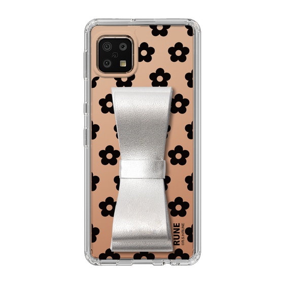 Slim Protection Case - STAND & RING RIBBON Silver［ Rune Naito - RUNE Flower - Black ］