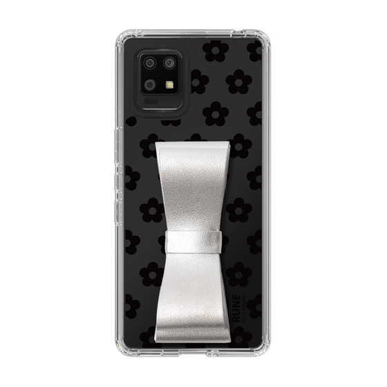 Slim Protection Case - STAND & RING RIBBON Silver［ Rune Naito - RUNE Flower - Black ］