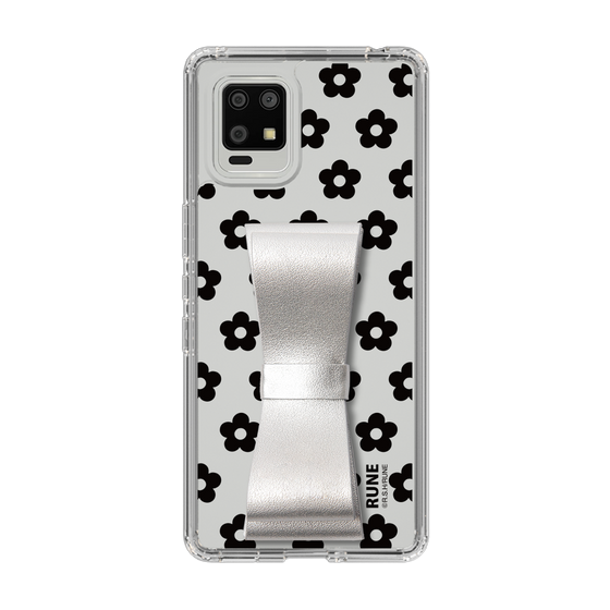 Slim Protection Case - STAND & RING RIBBON Silver［ Rune Naito - RUNE Flower - Black ］