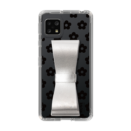 Slim Protection Case - STAND & RING RIBBON Silver［ Rune Naito - RUNE Flower - Black ］