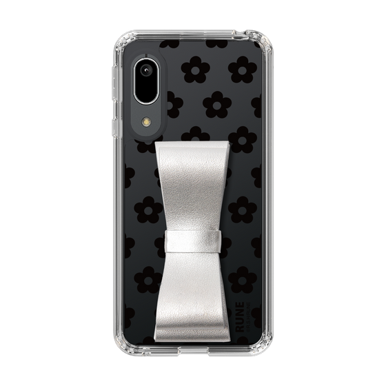 Slim Protection Case - STAND & RING RIBBON Silver［ Rune Naito - RUNE Flower - Black ］