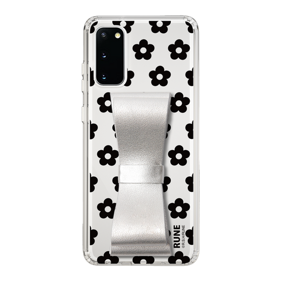Slim Protection Case - STAND & RING RIBBON Silver［ Rune Naito - RUNE Flower - Black ］