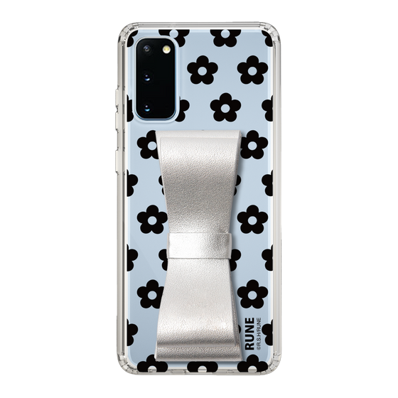 Slim Protection Case - STAND & RING RIBBON Silver［ Rune Naito - RUNE Flower - Black ］