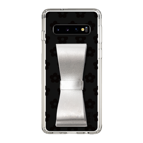 Slim Protection Case - STAND & RING RIBBON Silver［ Rune Naito - RUNE Flower - Black ］