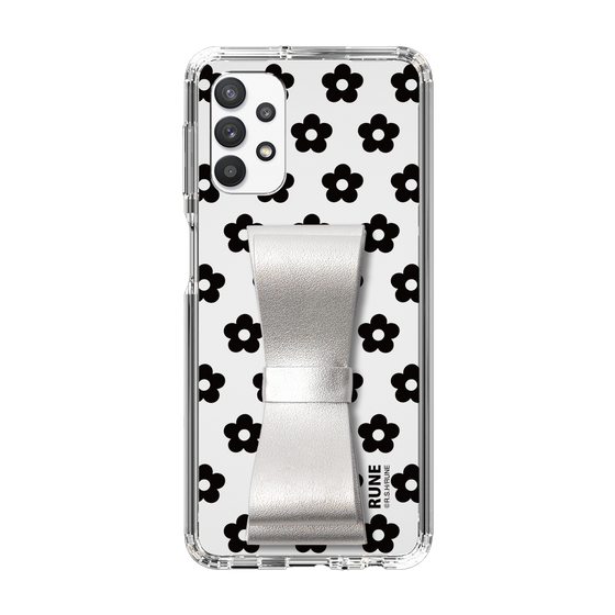 Slim Protection Case - STAND & RING RIBBON Silver［ Rune Naito - RUNE Flower - Black ］