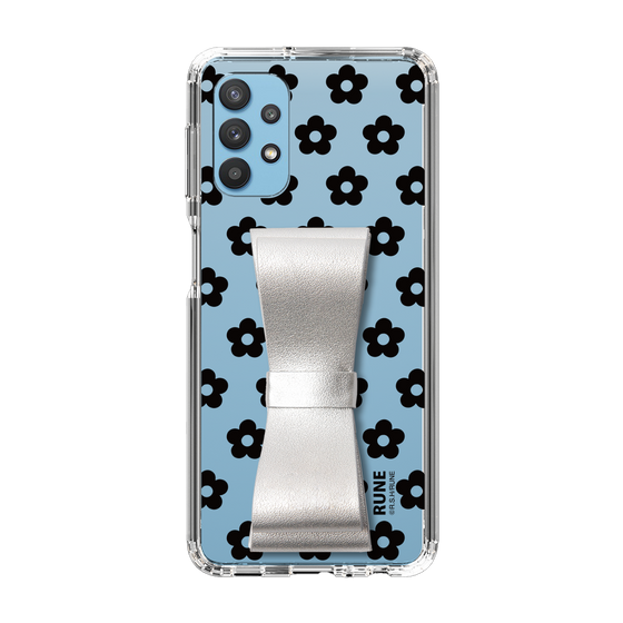 Slim Protection Case - STAND & RING RIBBON Silver［ Rune Naito - RUNE Flower - Black ］